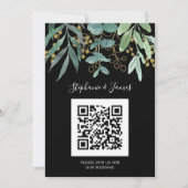 QR-code Gold Eucalyptus Black Weddenschap Kaart (Voorkant)