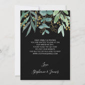 QR-code Gold Eucalyptus Black Weddenschap Kaart (Achterkant)