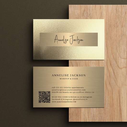 QR CODE Gold glitter modern make-up artiest Visitekaartje