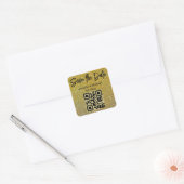 qr code gold glitters chic bruiloft vierkante sticker (Envelop)