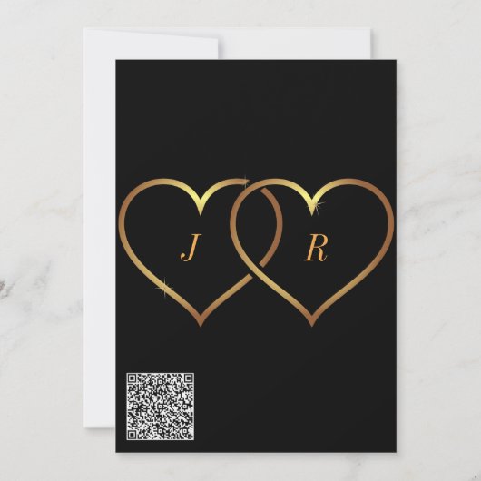 QR Code Gold Hearts Love Toast Weddenschap (Achterkant)