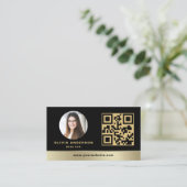 QR Code Gold House Black Real Estate Realtor Visitekaartje (Staand voorkant)