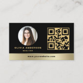 QR Code Gold House Black Real Estate Realtor Visitekaartje (Voorkant)