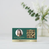 QR Code Gold House Green Real Estate Realtor Visitekaartje (Staand voorkant)