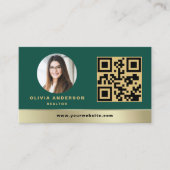 QR Code Gold House Green Real Estate Realtor Visitekaartje (Voorkant)