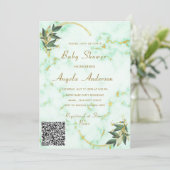 QR-code Gold Marble Baby Shower Uitnodiging (Staand voorkant)