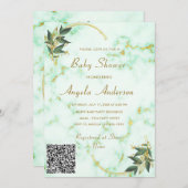 QR-code Gold Marble Baby Shower Uitnodiging (Voorkant / Achterkant)