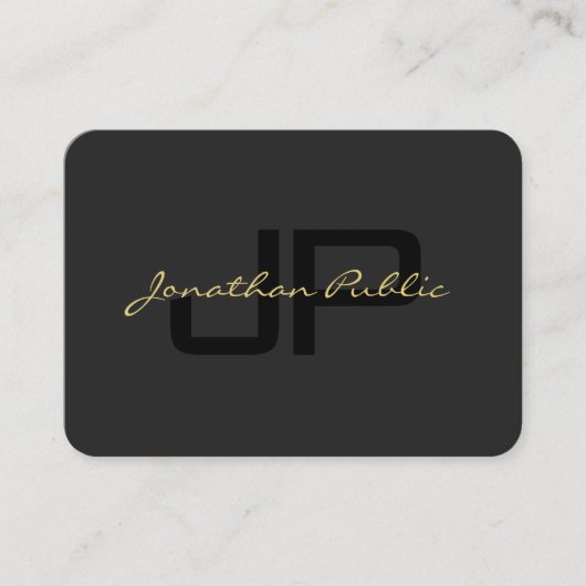 QR Code Gold Script Tekst Elegant Zwart Mighty Visitekaartje (Voorkant)