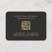 QR Code Gold Script Tekst Elegant Zwart Mighty Visitekaartje (Achterkant)