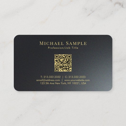 QR Code Gold Tekst Afgeronde hoek Luxe Visitekaartje (Achterkant)