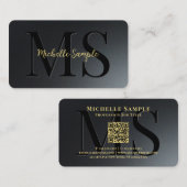 QR Code Gold Tekstnaam Afgeronde hoek Luxe Visitekaartje (Voorkant / Achterkant)