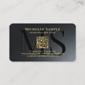 QR Code Gold Tekstnaam Afgeronde hoek Luxe Visitekaartje (Achterkant)