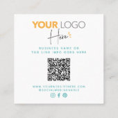 QR-code Gold Turquoise Waterverf Splatter Logo Vierkante Visitekaartje (Achterkant)