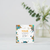 QR-code Gold Turquoise Waterverf Splatter Logo Vierkante Visitekaartje (Staand voorkant)