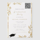 QR Code Gold Vellum Afstuderen Invitation Sjabloon (Voorkant)