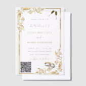 QR Code Gold Vellum Huwelijksuitnodiging Sjabloon (Offset)