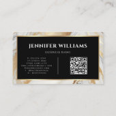QR-code Gold White Marble Elegant Moderne Visitekaartje (Achterkant)