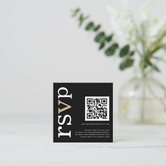 QR-code Gold White Text Black Weddenschap Online R Informatiekaartje (Staand voorkant)