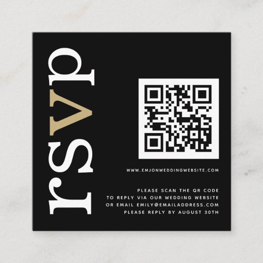 QR-code Gold White Text Black Weddenschap Online R Informatiekaartje (Voorkant)