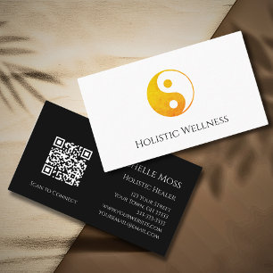 QR-code Gold Yin Yang Symbool Healing Wellness Visitekaartje