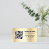 QR-code | Golden Metallic Background Visitekaartje (Staand voorkant)