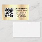 QR-code | Golden Metallic Background Visitekaartje (Voorkant / Achterkant)