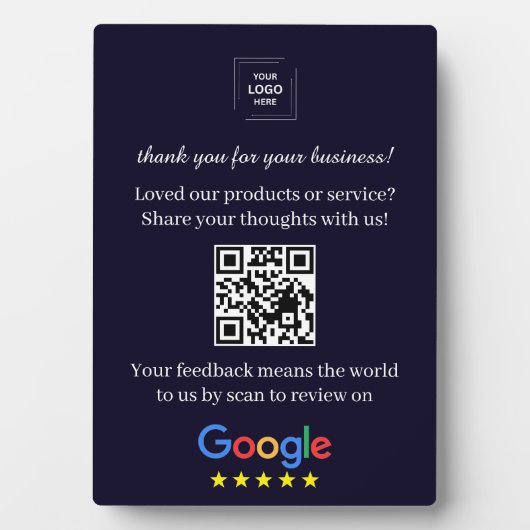 QR Code Google Review Easel Display Stijl Fotoplaat (voorkant)