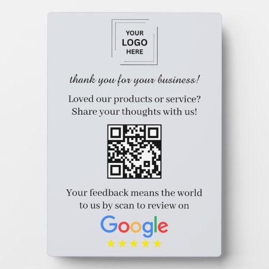 QR Code Google Review Easel Display Stijl Fotoplaat (voorkant)