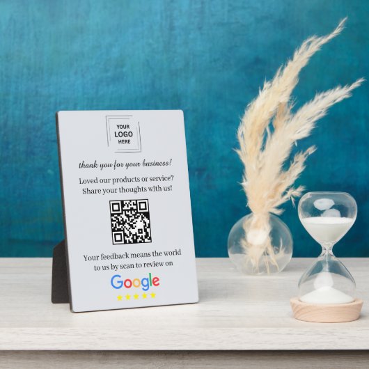 QR Code Google Review Easel Display Stijl Fotoplaat (Zijkant)