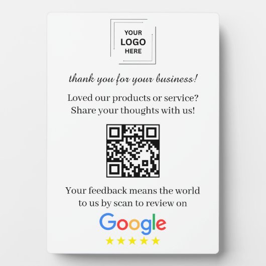 QR-code Google Review Easel Tafelmodel Fotoplaat (voorkant)