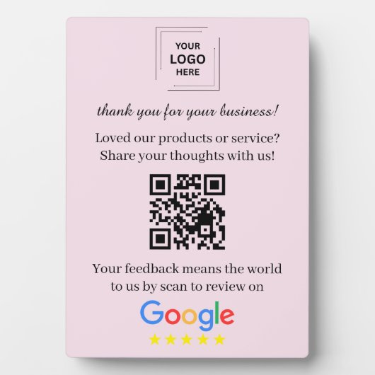 QR-code Google Review Easel Tafelmodel Fotoplaat (voorkant)