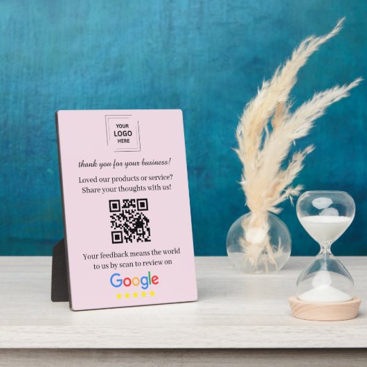 QR-code Google Review Easel Tafelmodel Fotoplaat (Zijkant)