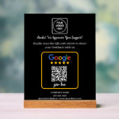 QR-code Google Review Zakelijk Logo Weergave Acryl Bord (Neutraal)
