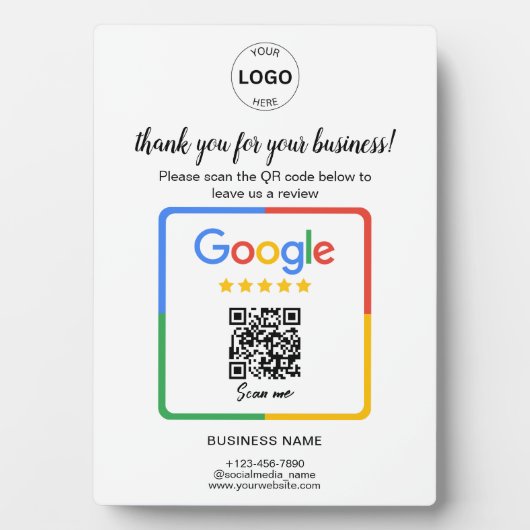 QR Code Google Reviewen Business Fotoplaat (voorkant)