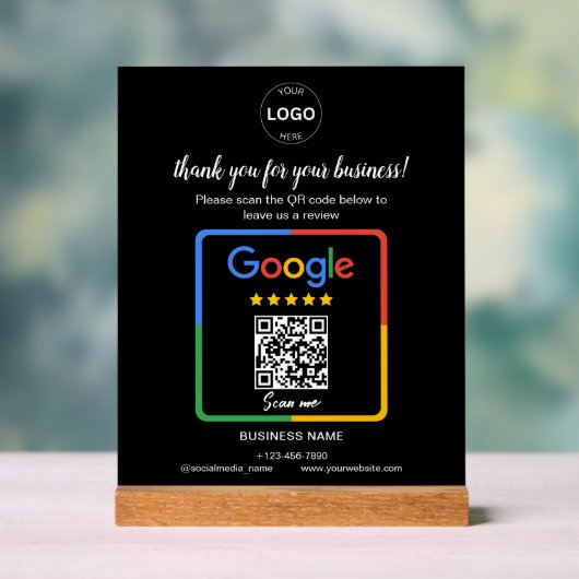 QR Code Google Reviewen Business Logo Acryl Bord (Neutraal)