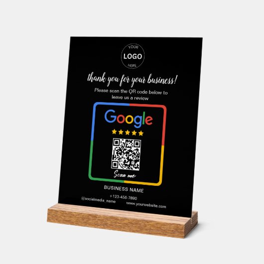 QR Code Google Reviewen Business Logo Acryl Bord (Hoek)