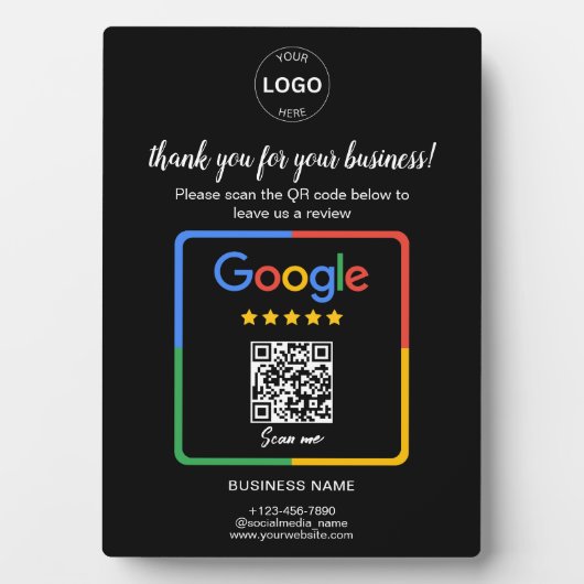 QR Code Google Reviewen Business Logo Fotoplaat (voorkant)