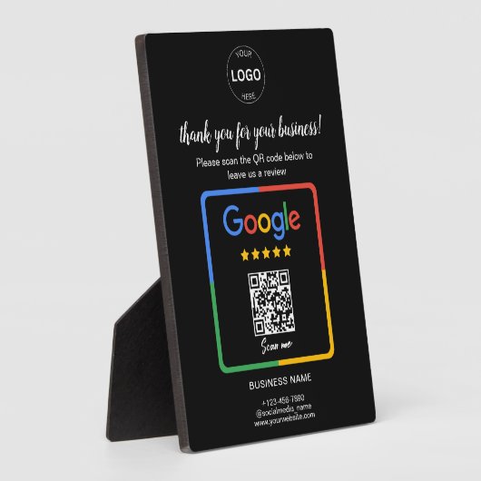 QR Code Google Reviewen Business Logo Fotoplaat (Zijkant)