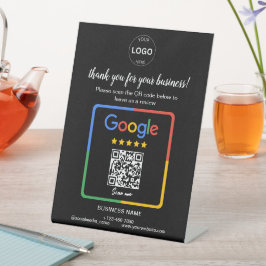 QR Code Google Reviewen Business Logo Reclamebord Met Voetstuk