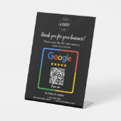 QR Code Google Reviewen Business Logo Reclamebord Met Voetstuk (Voorkant)