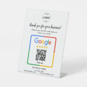 QR Code Google Reviewen Business Logo Reclamebord Met Voetstuk (Voorkant)