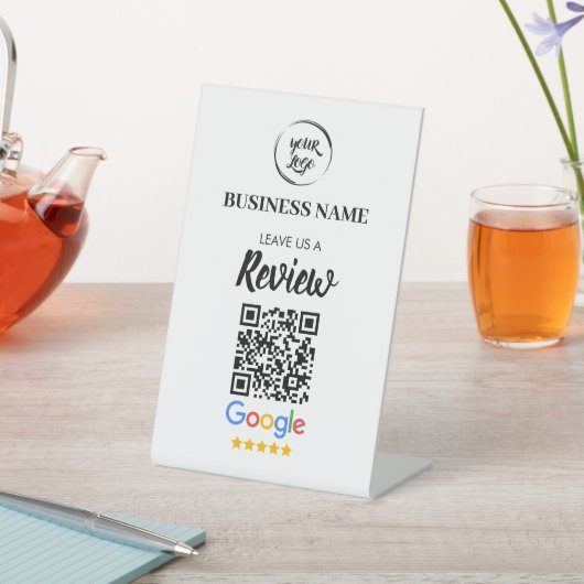 QR Code Google Reviewen Business Review Reclamebord Met Voetstuk (Insitu)
