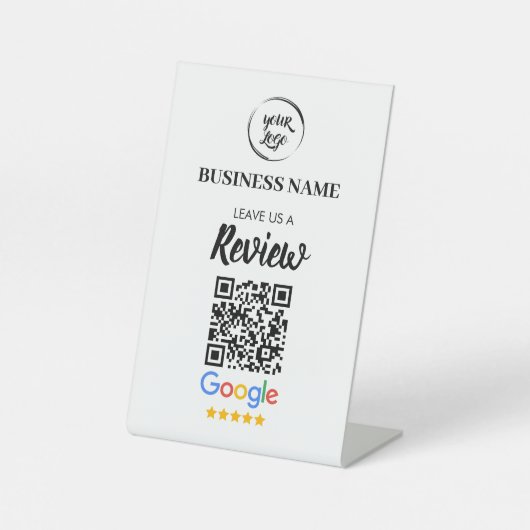 QR Code Google Reviewen Business Review Reclamebord Met Voetstuk (Voorkant)