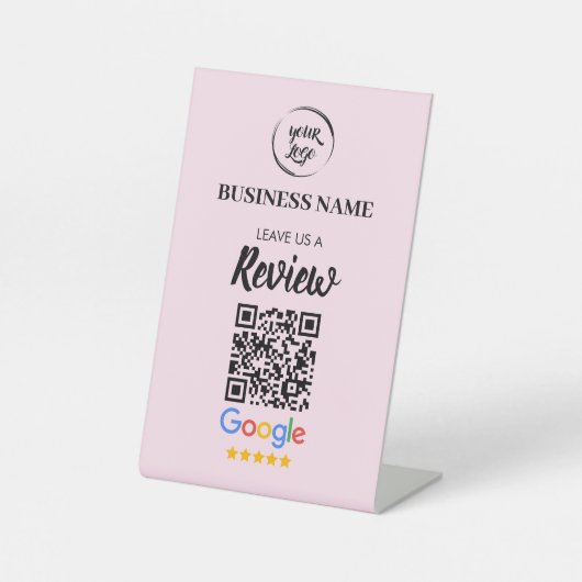QR Code Google Reviewen Business Review Reclamebord Met Voetstuk (Voorkant)
