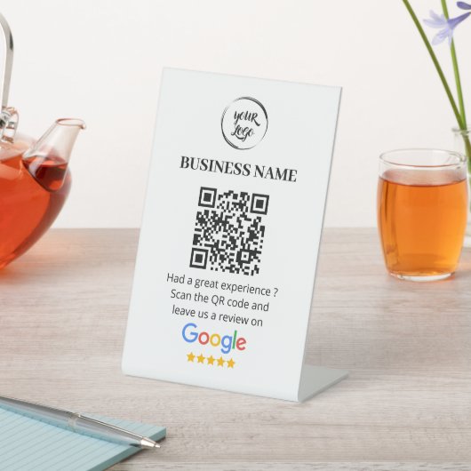 QR Code Google Reviewen Business Review Reclamebord Met Voetstuk (Insitu)