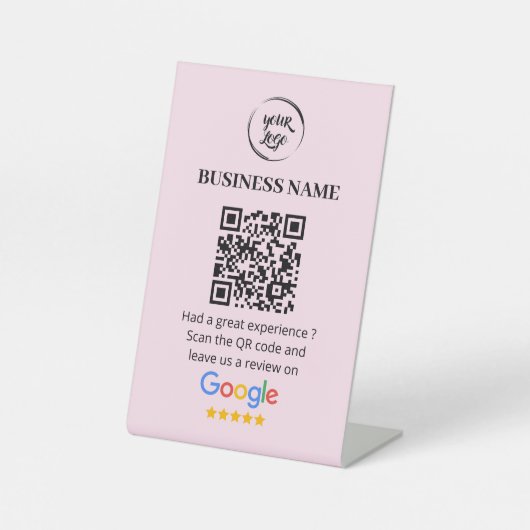 QR Code Google Reviewen Business Review Reclamebord Met Voetstuk (Voorkant)