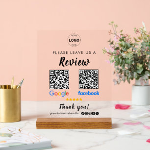 QR Code Google Reviewen Facebook Business Review Acryl Bord