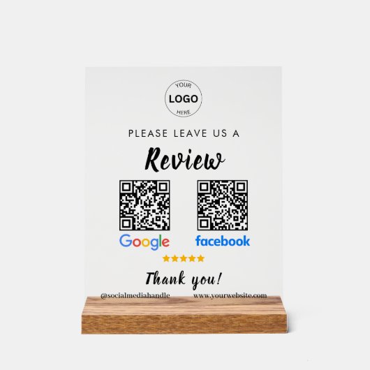 QR Code Google Reviewen Facebook Business Review P Acryl Bord (Voorkant)