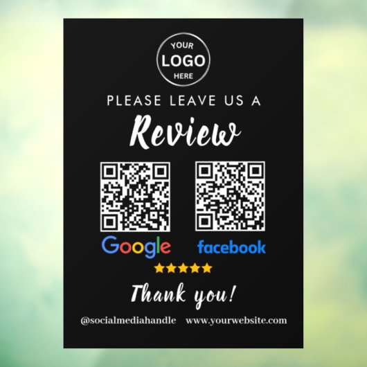 QR Code Google Reviewen Facebook Business Review P Raamsticker (Vel 3)