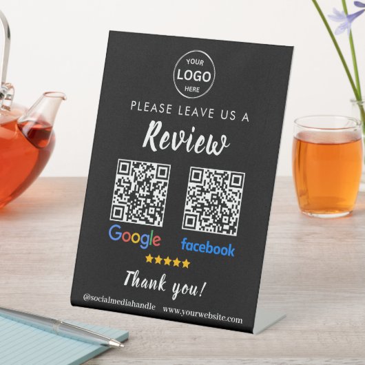 QR Code Google Reviewen Facebook Business Review P Reclamebord Met Voetstuk (Insitu)